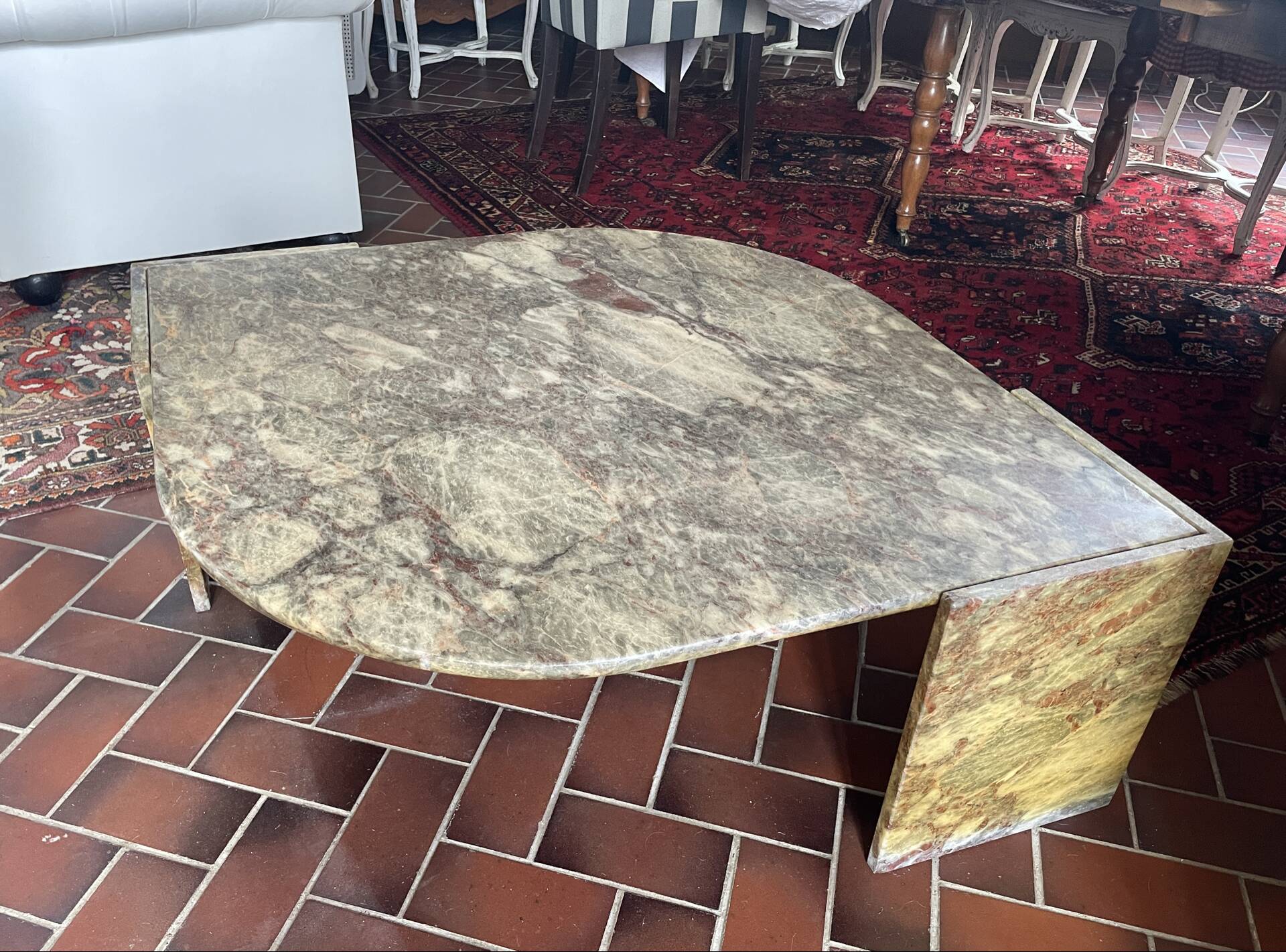 1970s marble eye-shaped coffee table