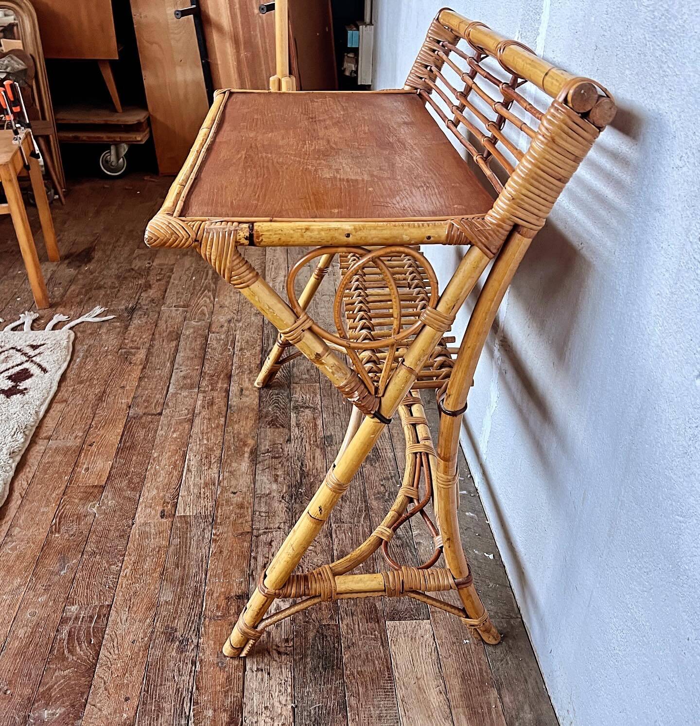 small desk, or serving trolley in bamboo, circa 1950/1960