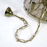 Lustre en laiton et verre fumé, années 1970