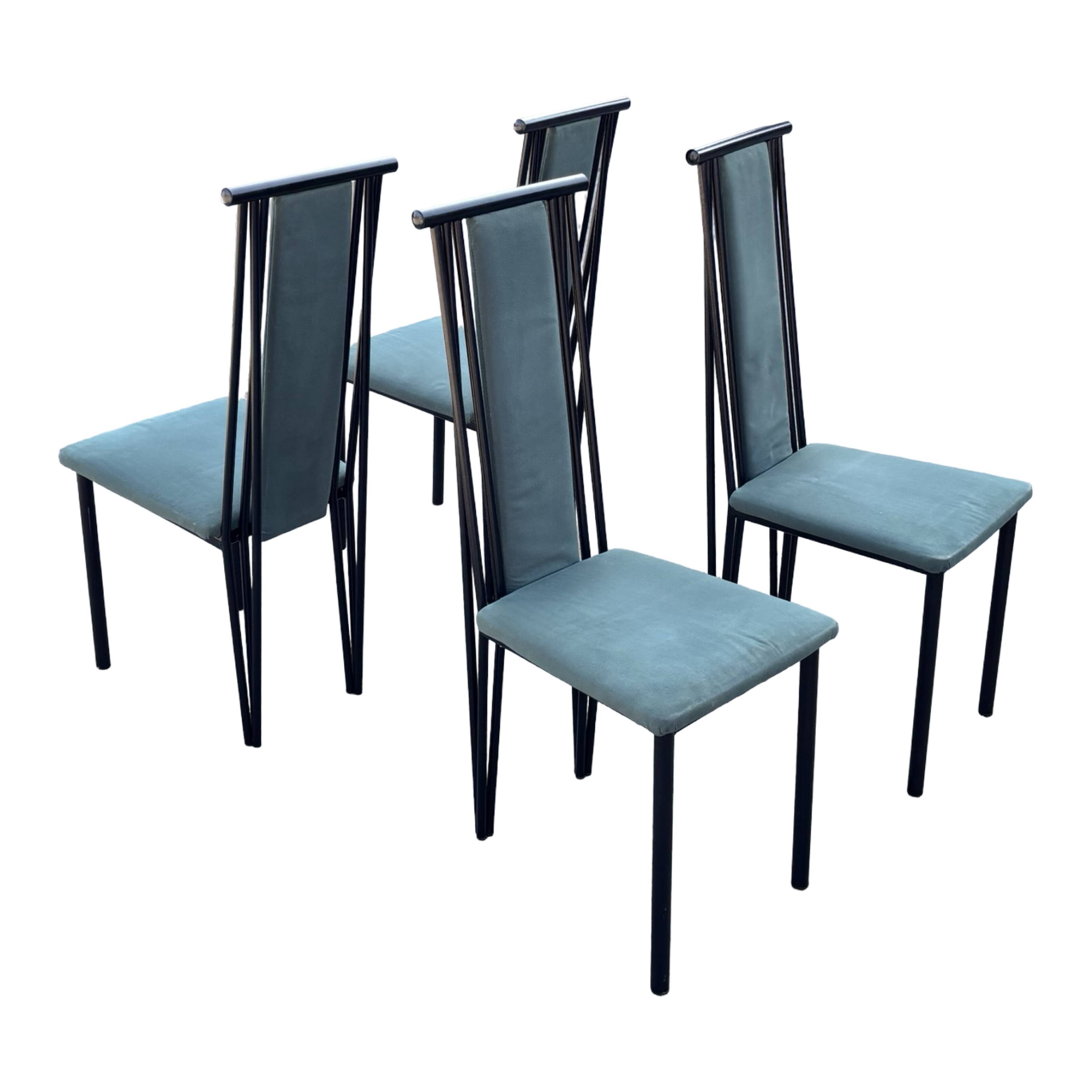 Vintage dining chairs modern design 80's set of four