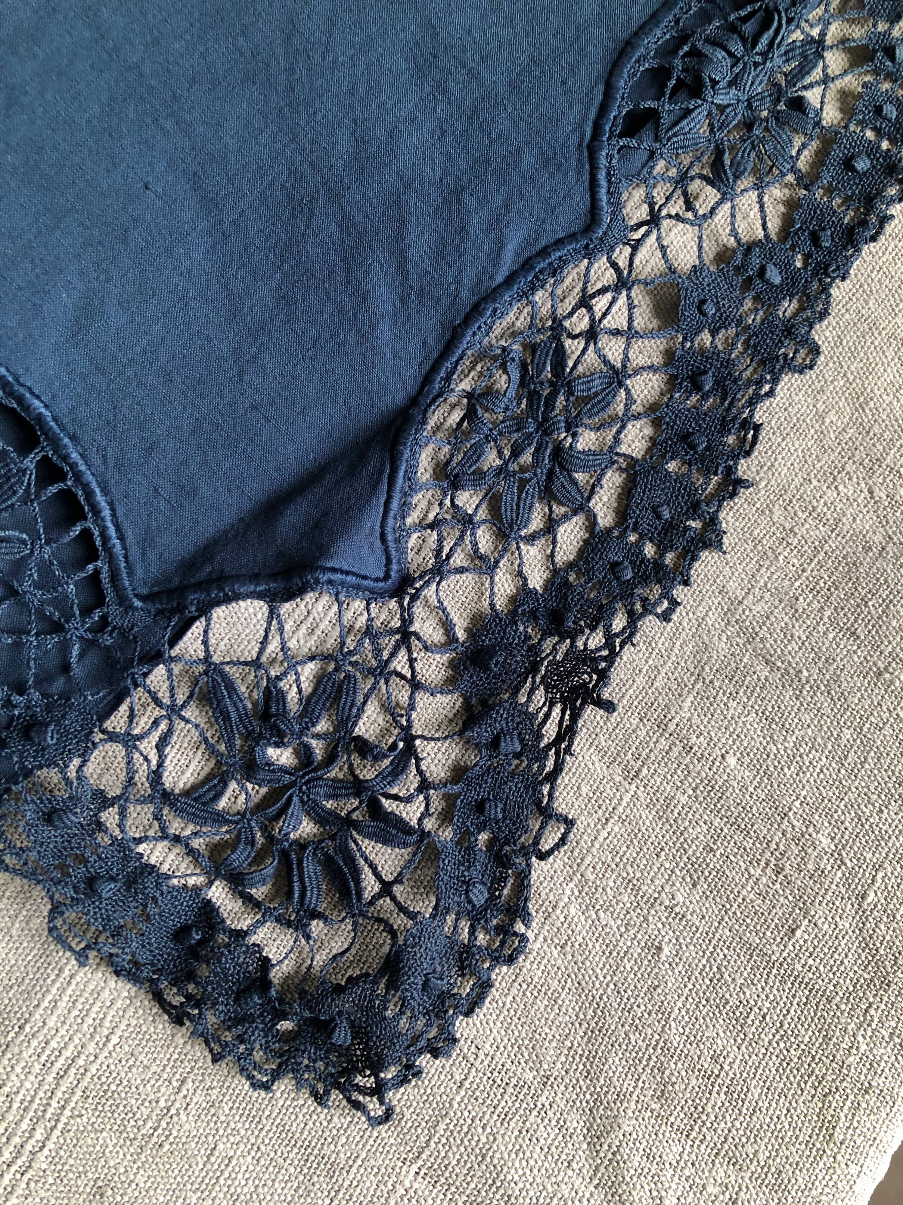 Antique Linen and Hemp Sheet Dyed in Night Blue