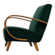 Fauteuil en bois courbé Jindrich Halabala de 1930 en velours vert émeraude
