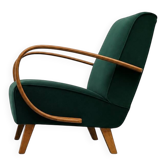 1930 Jindrich Halabala Bentwood Armchair in Emerald Green Velvet