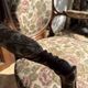 Antique Louis XV cabriolet armchair - carved wood - floral fabric
