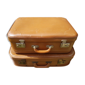 Paire ancienne valise record carton