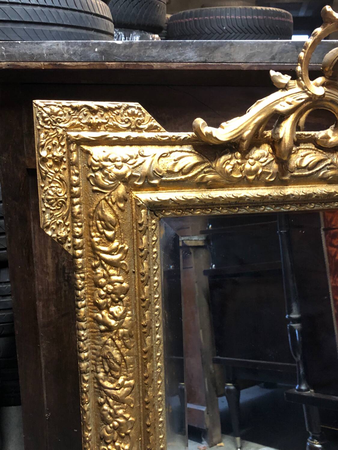 Antique Louis XV style mirror with pretty moldings