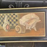 Large painting frames shells, cabinet of curiosities, sign