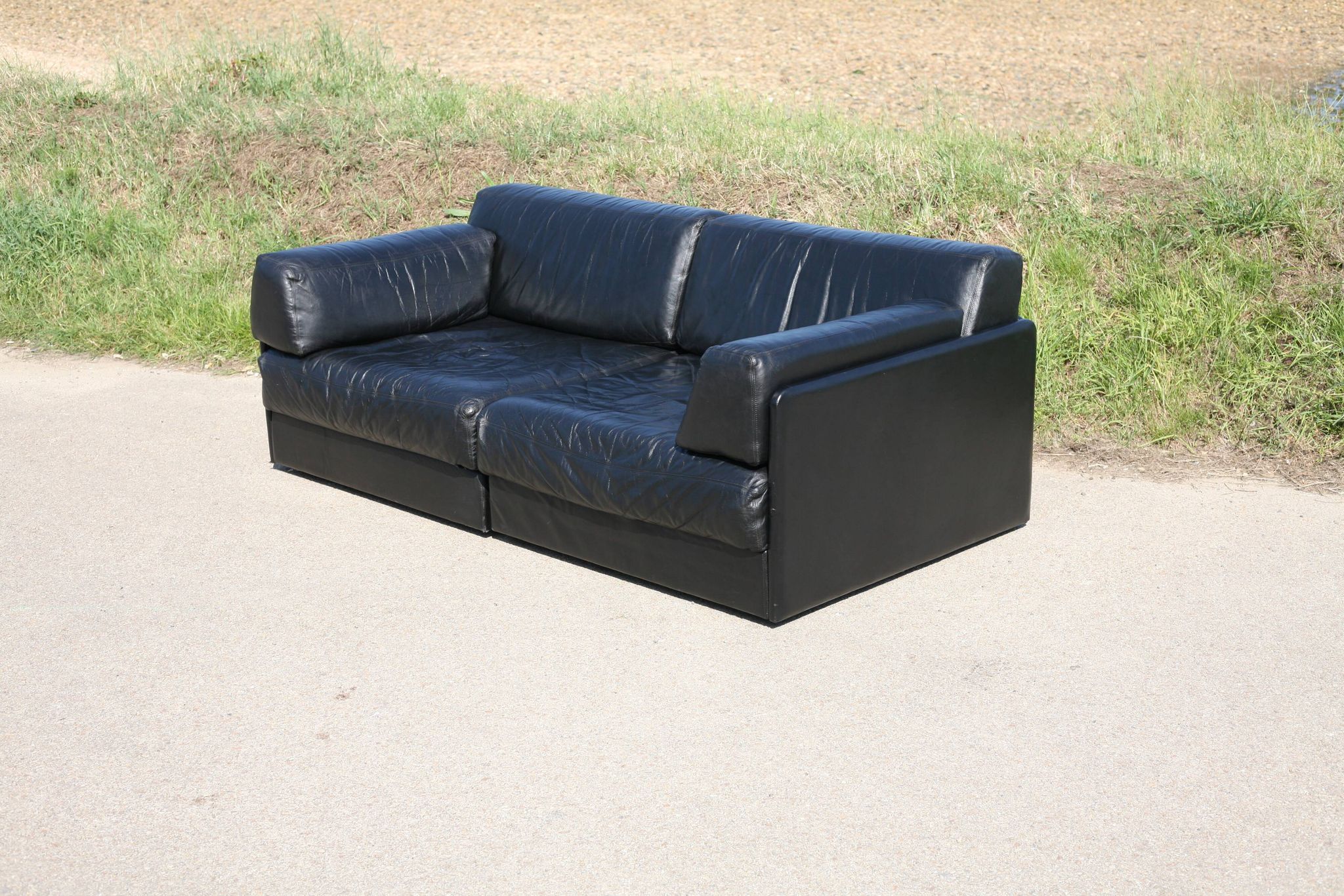 Canapé De Sede DS-76, cuir noir, modulable, Suisse, années 70