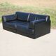De Sede DS-76 sofa, black leather, modular, Switzerland, 1970s
