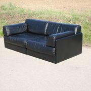 Canapé De Sede DS-76, cuir noir, modulable, Suisse, années 70