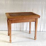 Solid wood and cane side table - mid 20th century