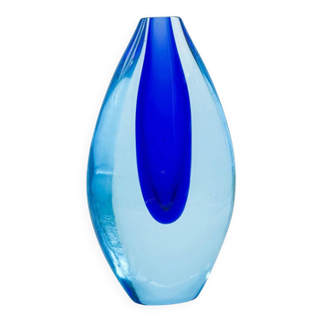 Blue Sommerso Vase by Flavio Poli for Seguso, Murano, Italy, 1960s
