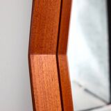 Miroir hexagonal avec cadre en teck