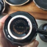 Set of 4 vintage bar cups and saucers black green and gold ets leveille mabit paris