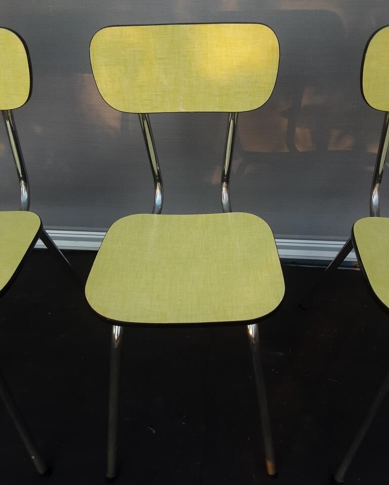 Trio yellow formica chairs