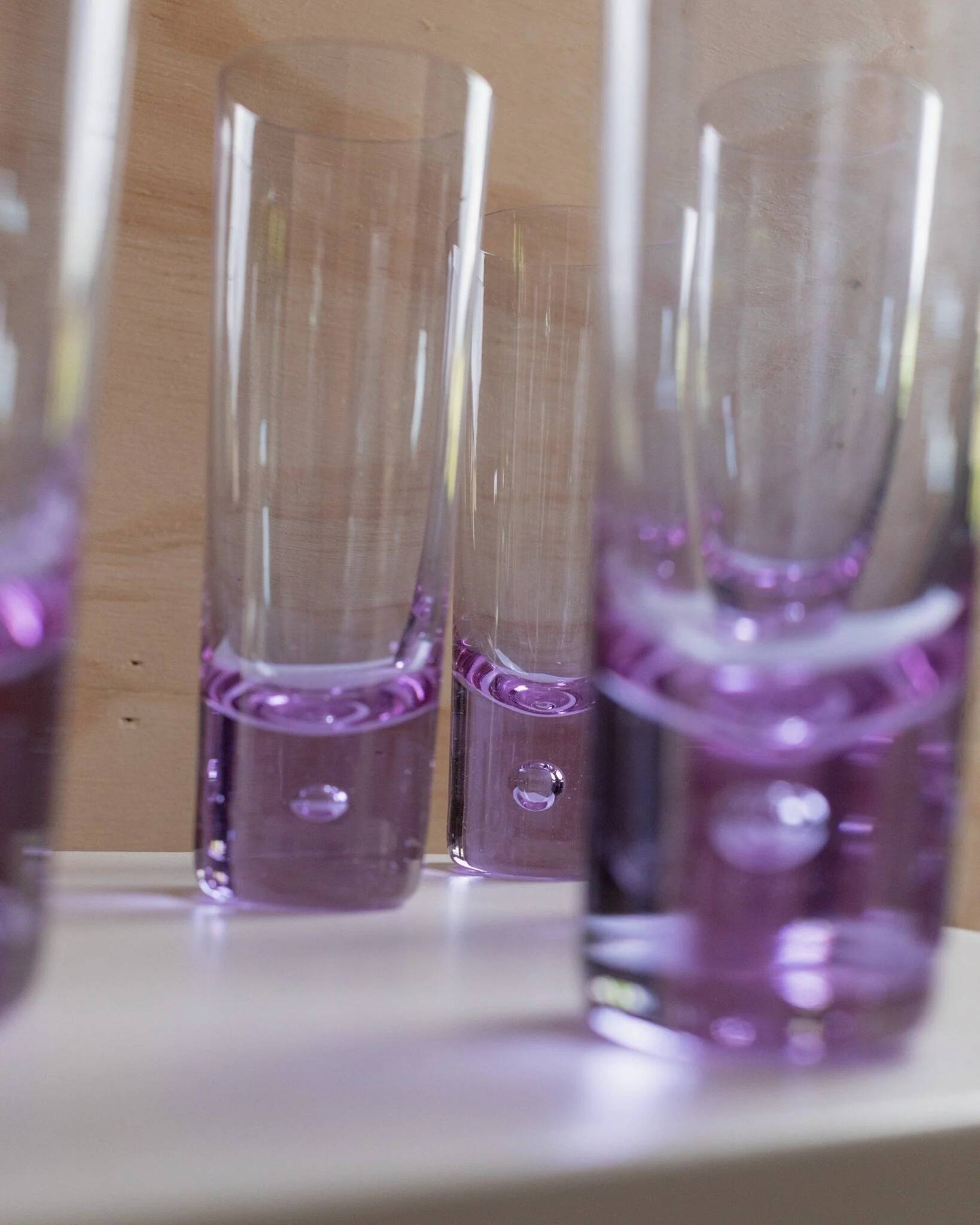Set of 6 Vintage Alexandrite Purple Crystal Drinking Glasses - Murano Glass, 1970s Italy, Heavy Base