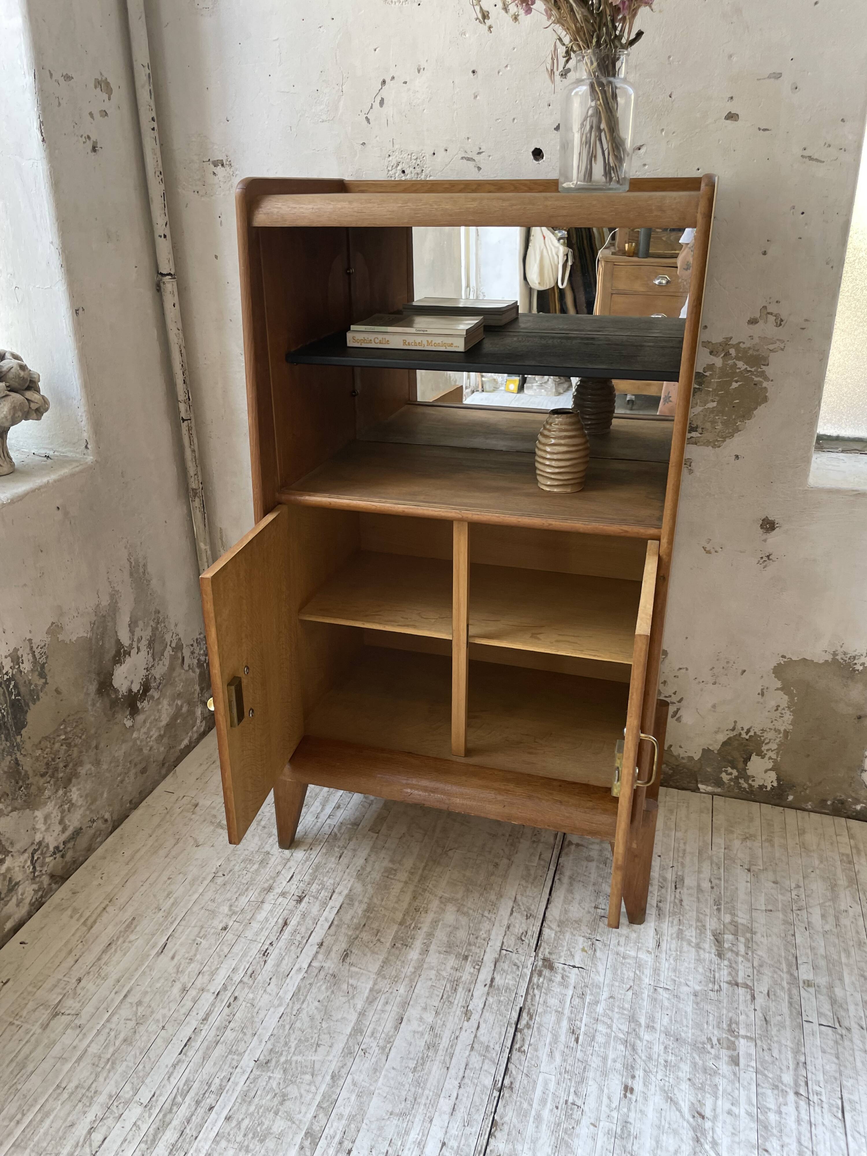 Meuble de rangement secrétaire chêne années 60
