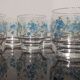 Set of 10 water glasses Veronica Luminarc Arcoroc decoration small blue flowers 80's