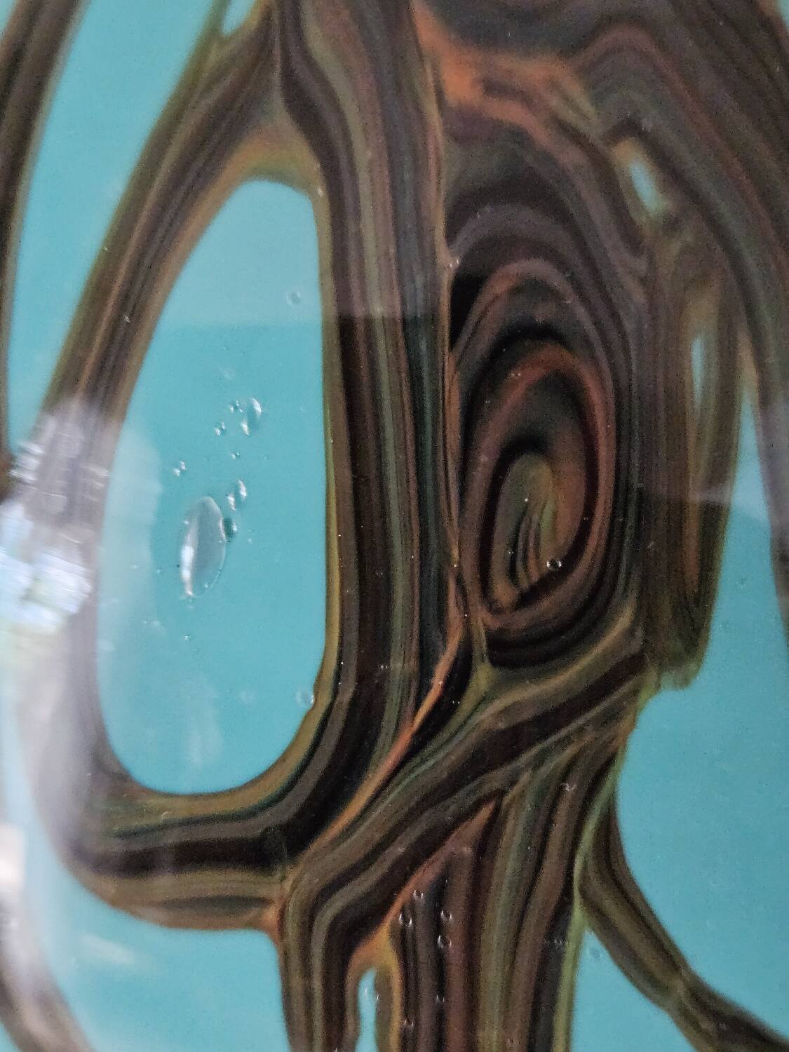 Vintage Czech multicoloured blown glass ball vase