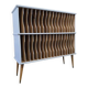 Vintage mint blue wooden display cabinet / storage system for vinyl records