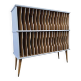 Vitrine vintage en bois bleu menthe / système de rangement pour vinyles