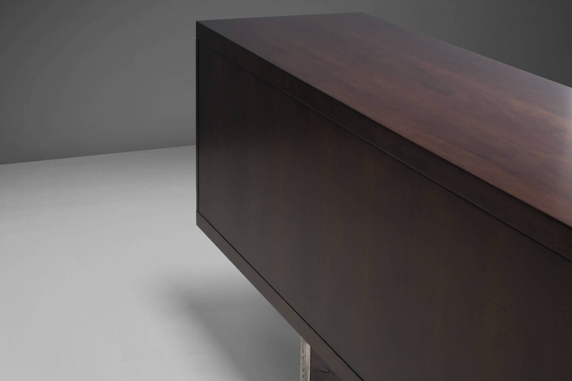 Walnut, metal and leather buffet by Hans von Klier “Il Ponte” for Skipper, 1970s.