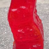 vintage brutalist red glass vase