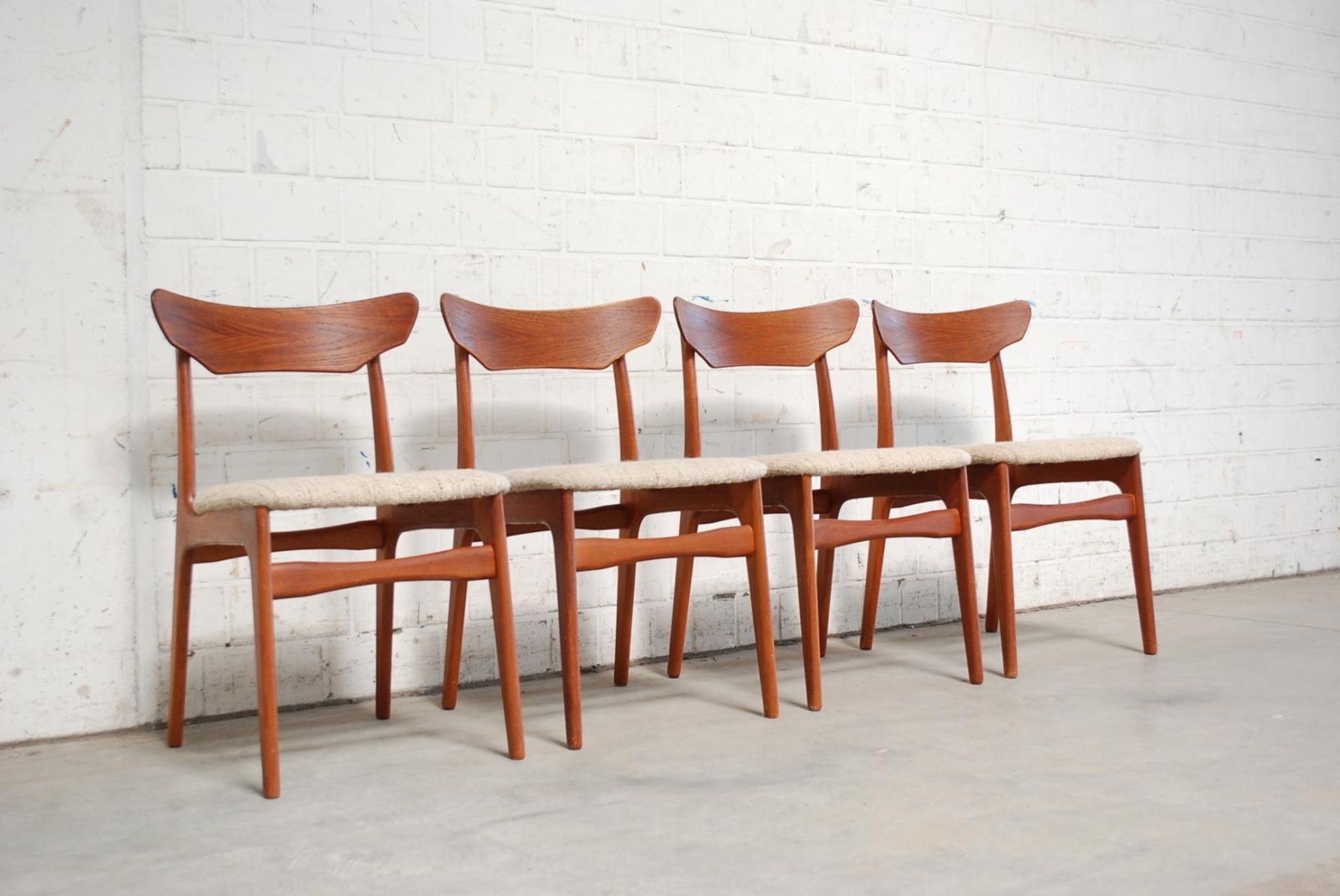 Set of teak and oak chairs by Schiønning & Elgaard 1960