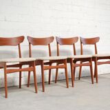 Set of teak and oak chairs by Schiønning & Elgaard 1960