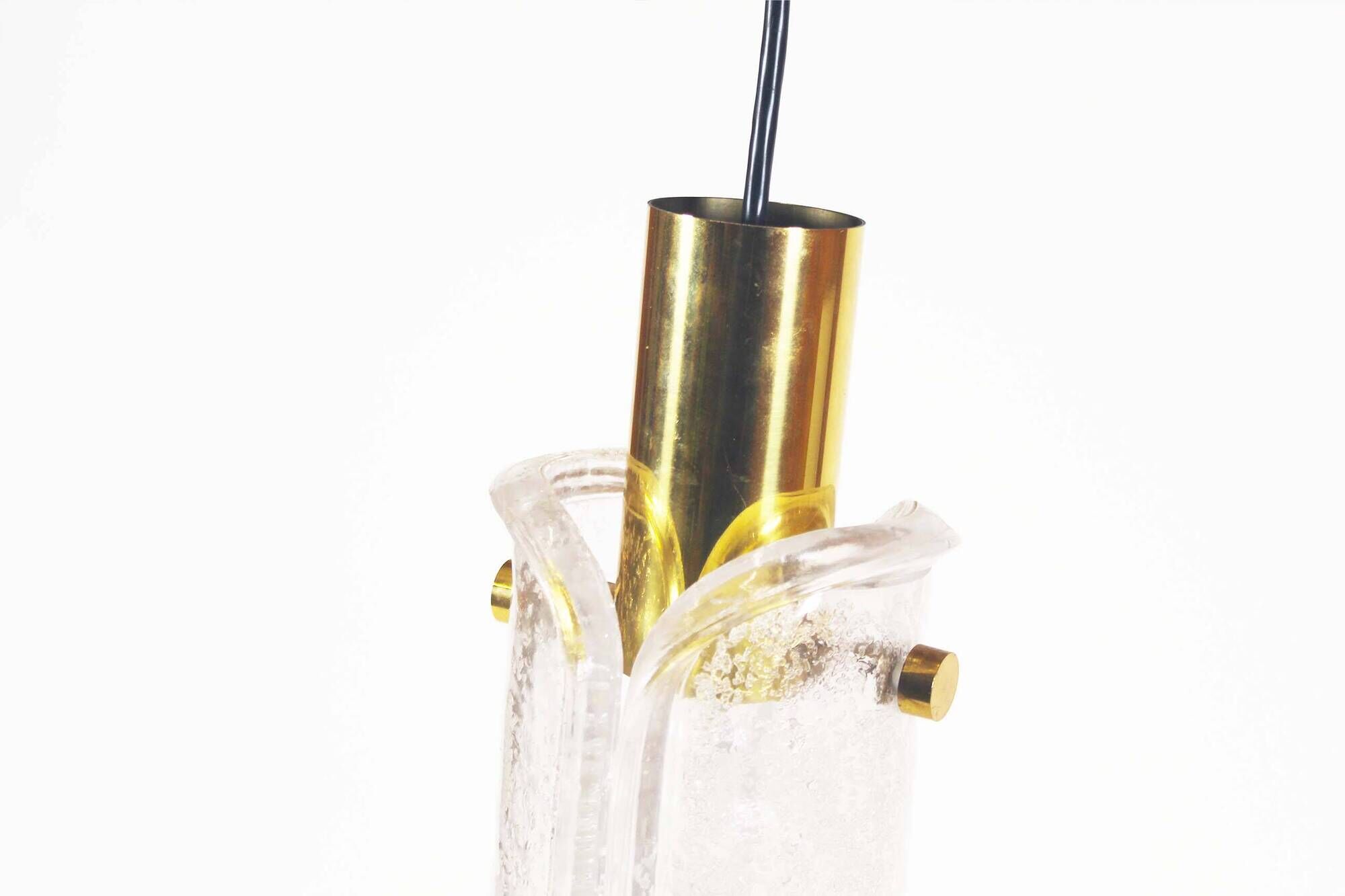 Petite brass and bubble glass pendant chandelier by Glashutte Limburg