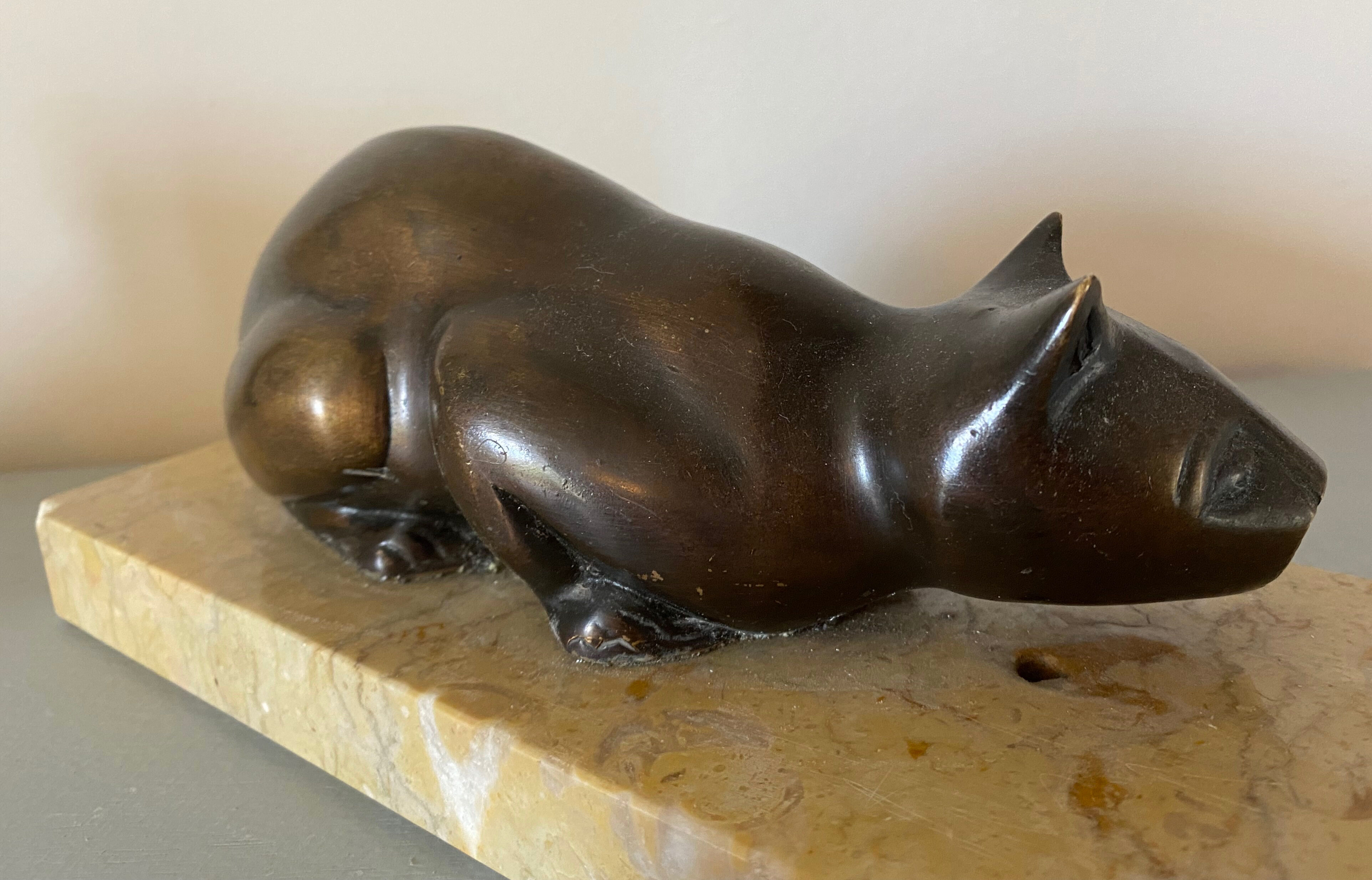 Old lamp night light Bronze cat lampshade pagoda marble base