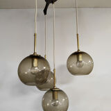 Suspension en cascade vintage des années 70 'globes en laiton'