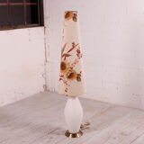 Glass floor lamp with floral shade, 1960s