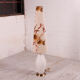Glass floor lamp with floral shade, 1960s