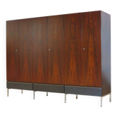 Large vintage mid century modern 6-door wardrobe in rosewood & ash, 1960s