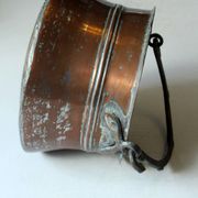 Large copper planter with wrought iron handle, Boho, vintage from the 1950s