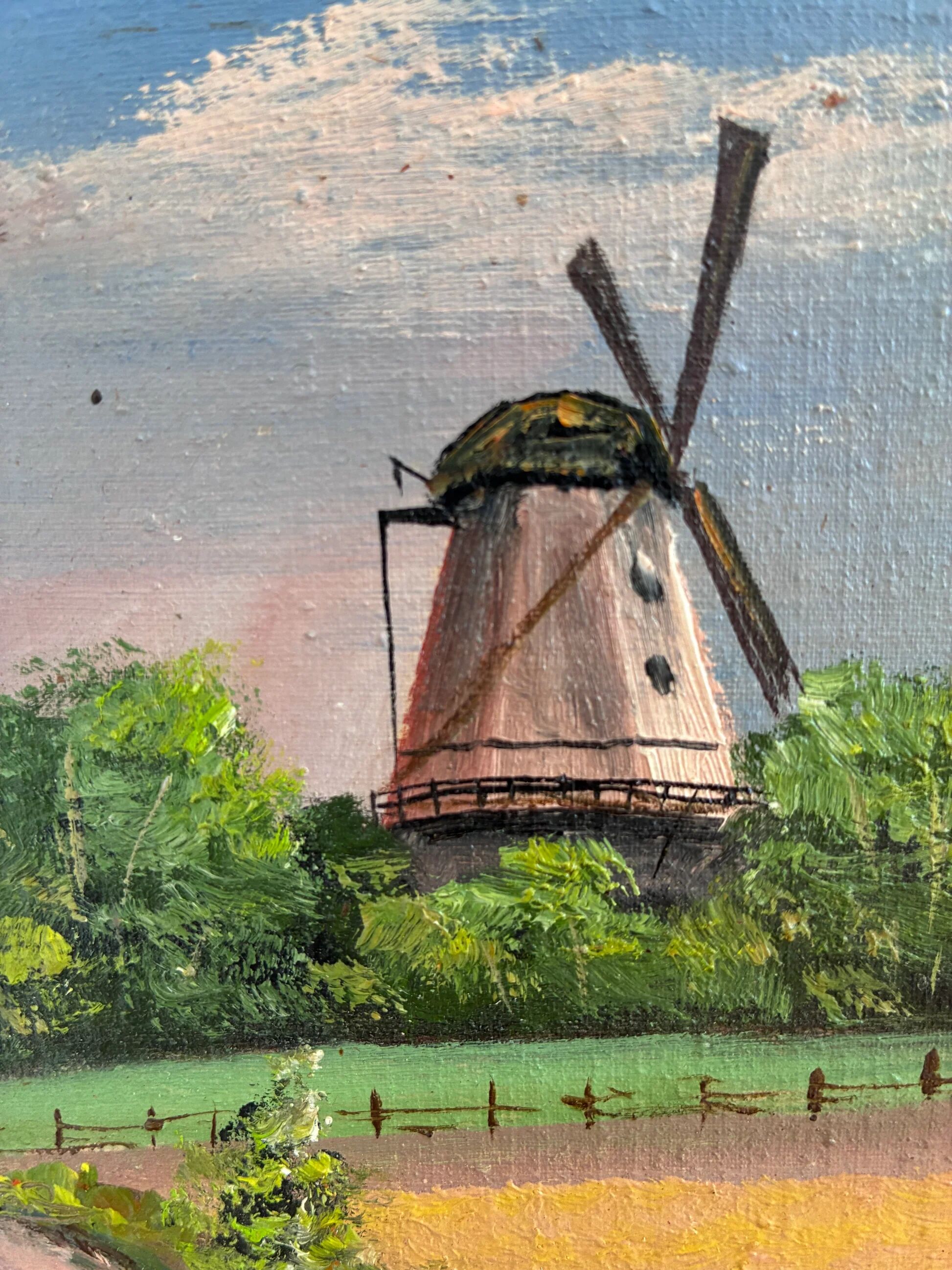 Vintage original cottage landscape oil painting
