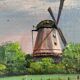 Vintage original cottage landscape oil painting
