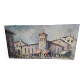 Tableau ancien italien à l'huile sur toile