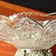 Transparent glass dish on vintage metal stand