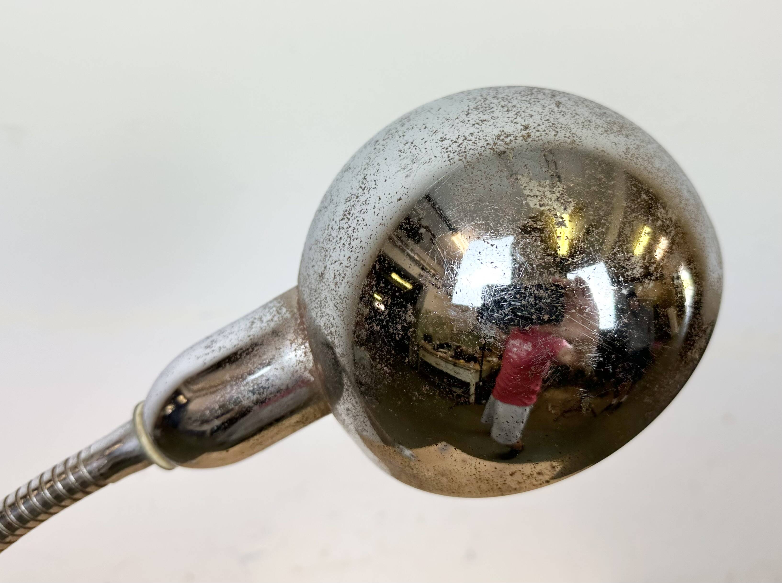 Vintage Chrome Italian Gooseneck Table Lamp, 1960s