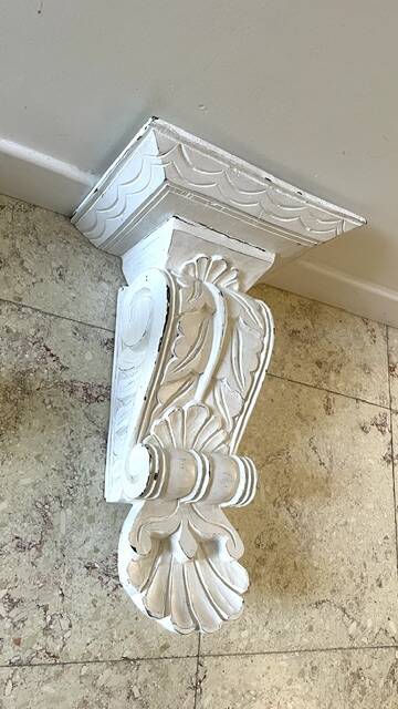 White Patinated Wall Console Shelf