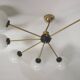 Chandelier vintage Stilnovo des années 60 en laiton et verre, 6xE14.