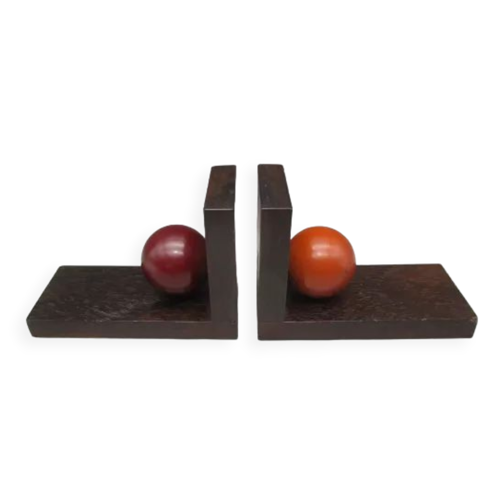 Pair of art-deco bookend, rosewood and bakelite