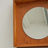 Round mirror with wooden frame, 1960s