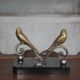 Vintage bookends, brass bird on black marble base, brass animals