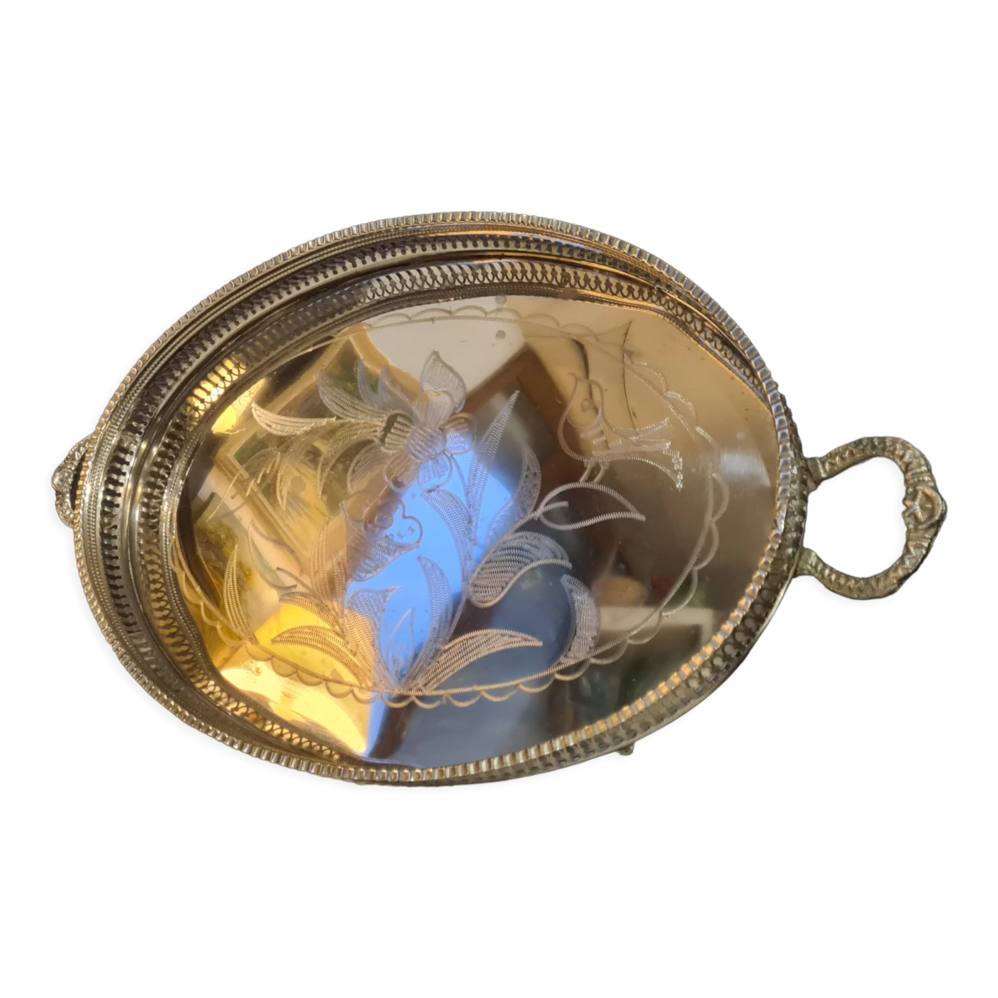 Silver metal serving tray