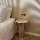 Travertine side table round travertine bedside table