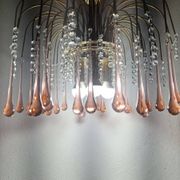Lustre en cascade de grande taille en verre de Murano rose