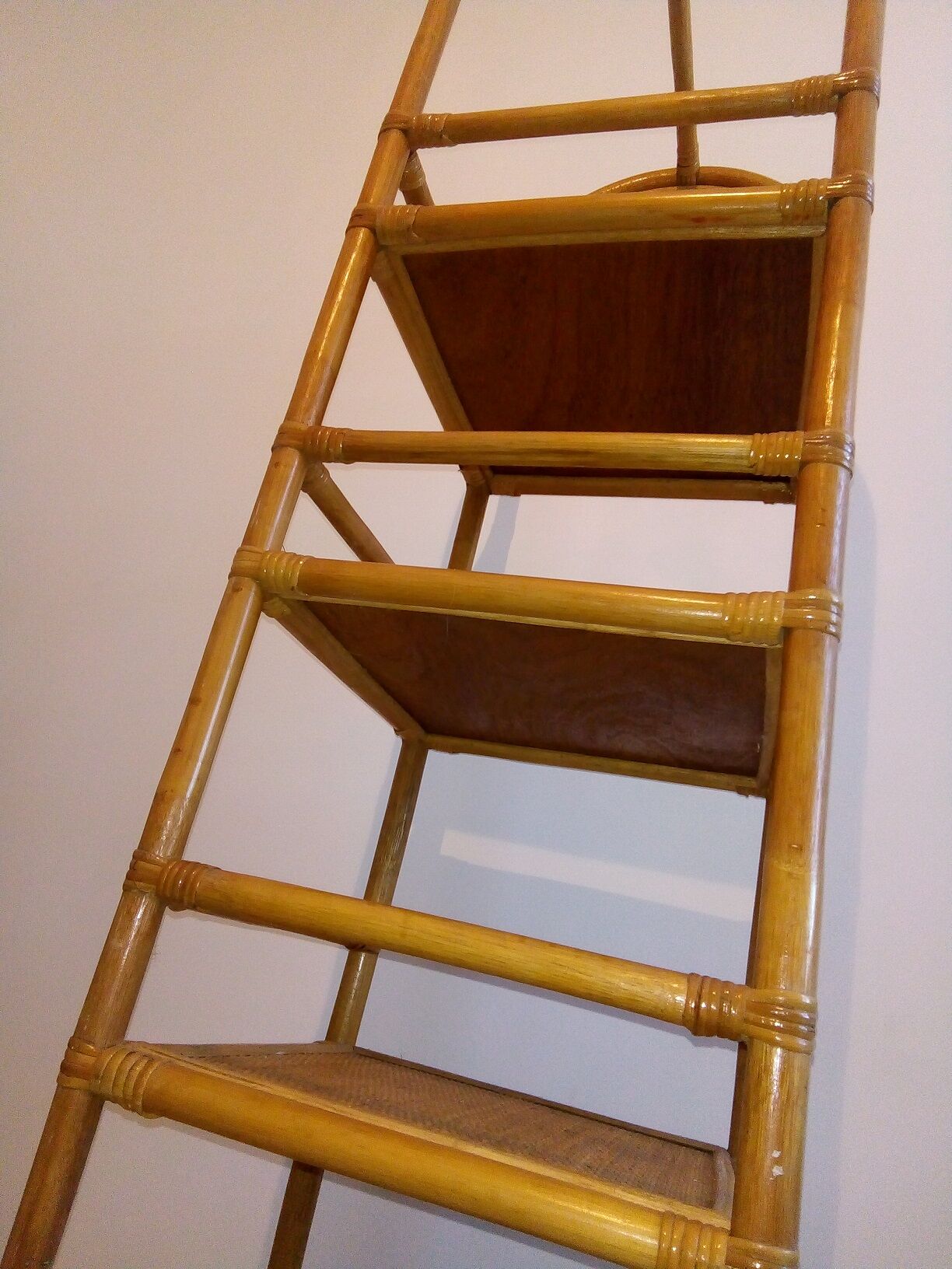 Rattan and bamboo shelf